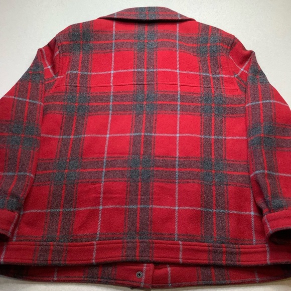 ❗️SOLD❗️Pendleton Crop Zip Wool Plaid Jacket XL Red Multi Plaid Lambs/Wool - Picture 5 of 8